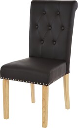thumbnail of 2er-Set Esszimmerstuhl Chesterfield II, Stuhl Küchenstuhl, Nieten ~ Kunstleder, coffee, helle Beine