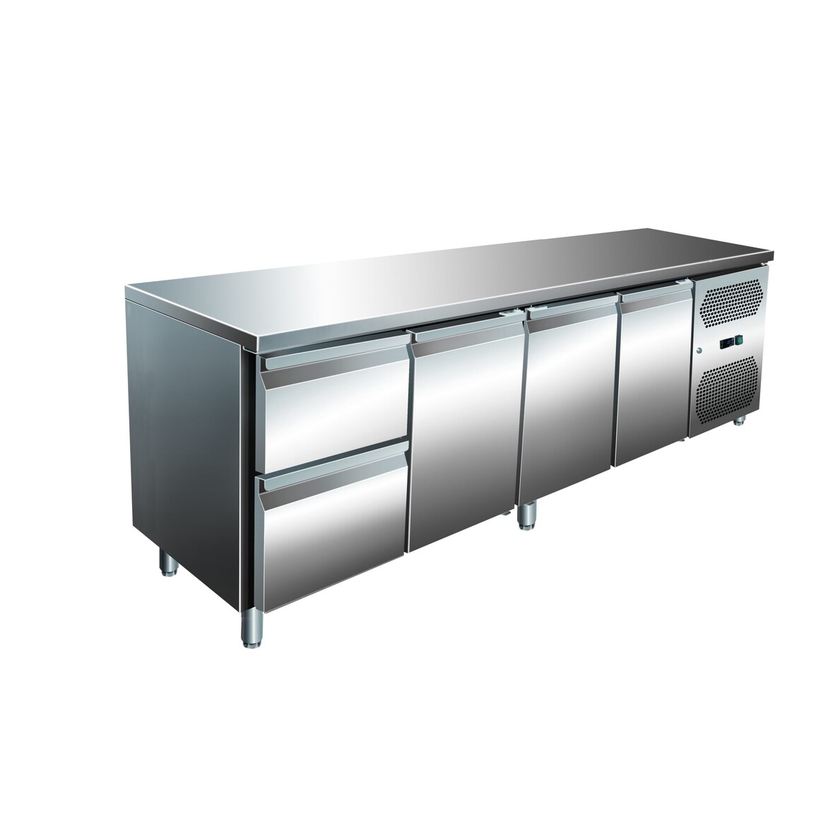 Gastro Edelstahl Kühltisch Kühltheke 3 Türen / 2 Schubladen 344 L -2/+8°C