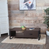 thumbnail of Mesa de centro HWC-A27, mesa de apoio para sala de estar, 41x120x60cm Estrutura 3D, metal MDF ~ castanho escuro