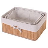 thumbnail of Conjunto de 3 cestos de arrumação HWC-C21, cesto caixa de arrumação caixa organizadora cesto de prateleira, bambu ~ cor natural