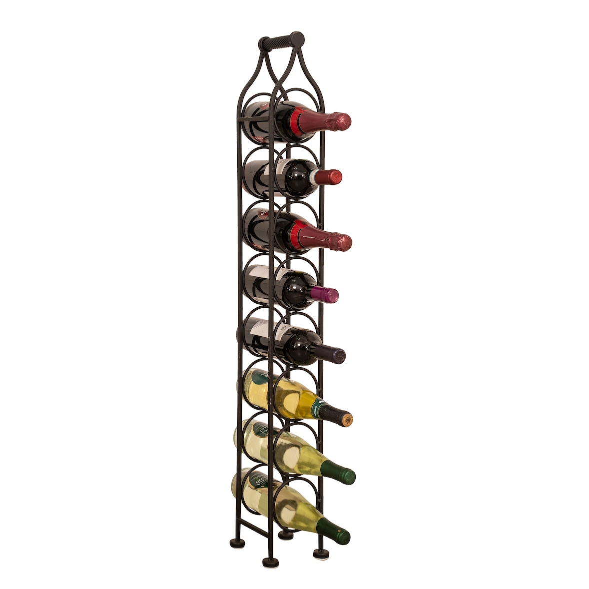 Biscottini Portabottiglie da vino - Portabottiglie in ferro battuto  -Cantinetta per vino - Espositore Porta bottiglie Capienza 8 bottiglie 105x15 cm