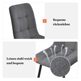 thumbnail of Esszimmerstuhl 4er Set Polsterstuhl Leinen Grau 86x46x44 cm mit ergonomischer Rückenlehne Ziersteppung Metallbeinen Bodenschonern