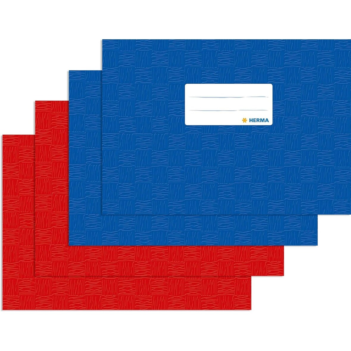 Heftumschläge A5 quer Kunststoff 2x blau + 2x rot, gedeckt