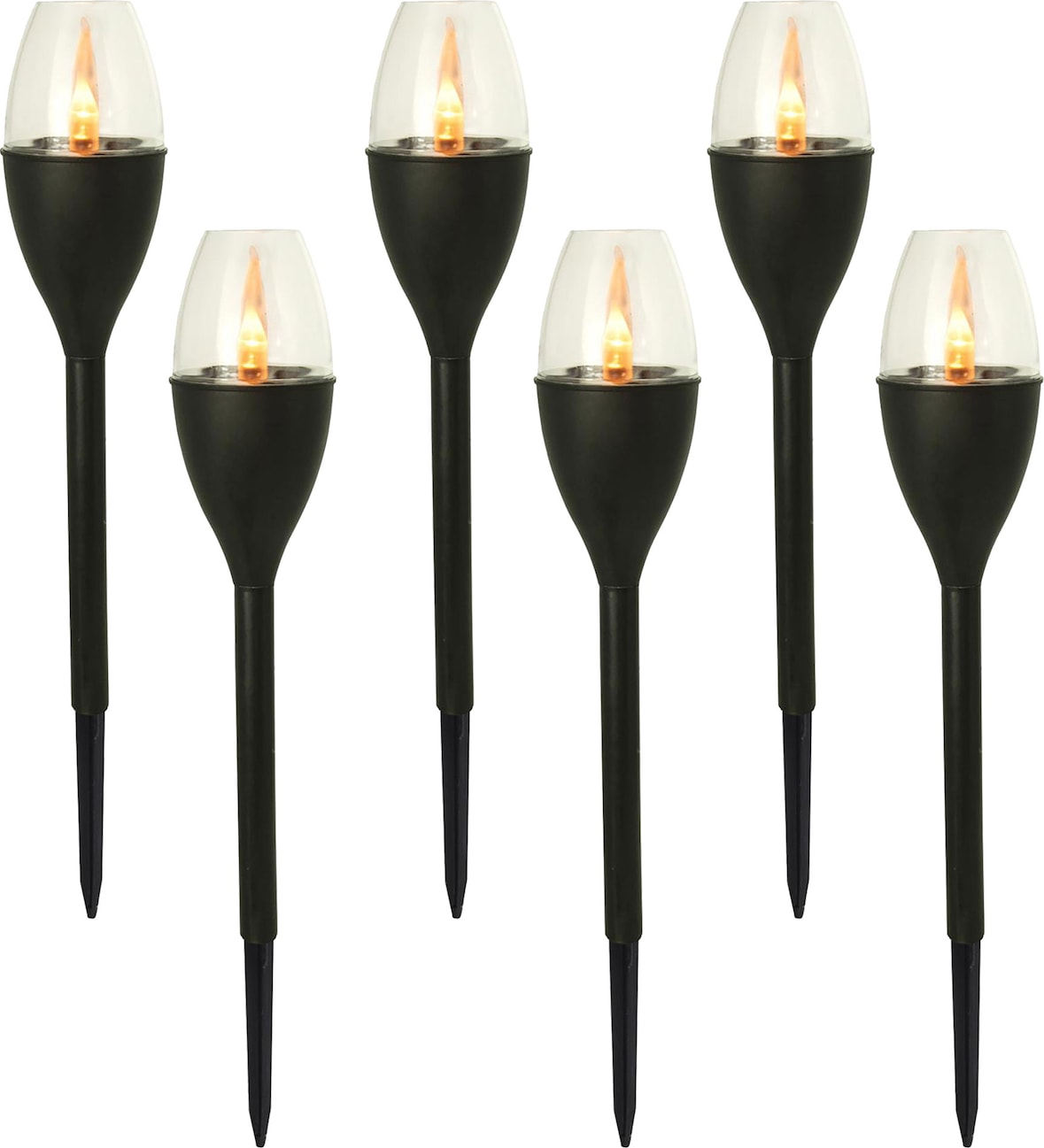 BERGNER - Set aus 6 Solar-Gartenlampen 6x6x37 cm