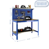 thumbnail of SimonRack Werkbank für Werkstatt, 910x610 mm, Lochwand, Tragfähigkeit 400 kg, Blau - BT-3