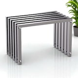 thumbnail of DanDiBo Sitzhocker Edelstahl Modern Wetterfest Metall Massiv 96643 Sitzbank 60 cm Outdoor Garten Hocker Lamellenbank Lamellenhocker