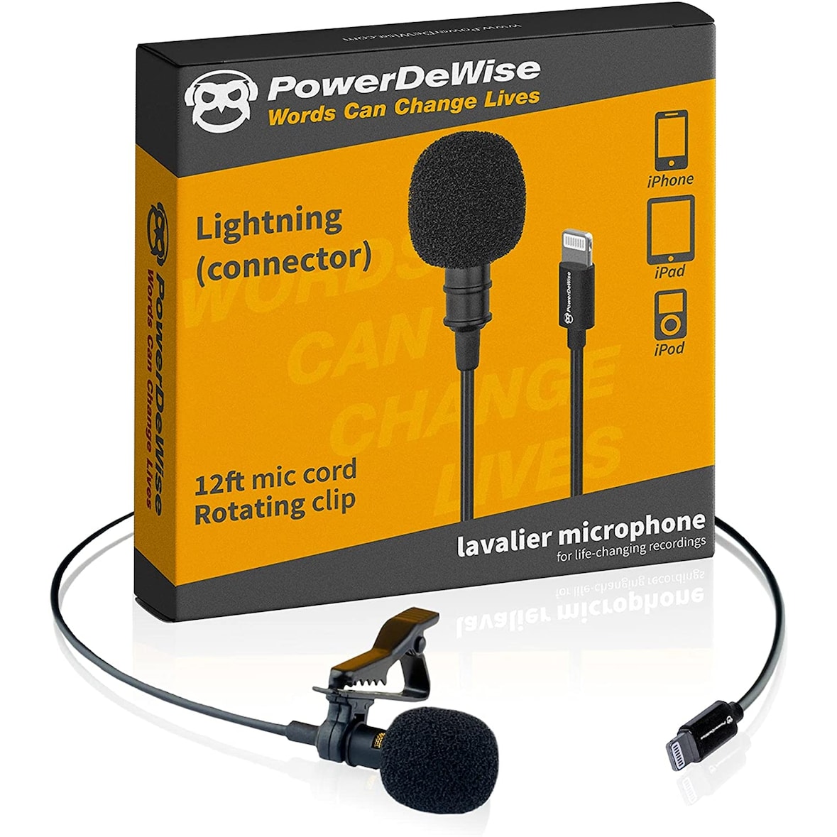 PowerDeWise Professionelles Lavalier Mikrofon kompatibel mit iPhone 8, 7, X, 11