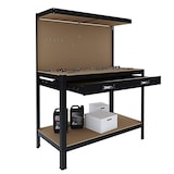 thumbnail of Banco Tavolo Da Lavoro 3 Livelli 120 x 60 Cm Max 370 Kg Cassetto Parete Pannello Forato Porta Attrezzi Utensili Garage Officina Cantina Magazzino Nero