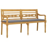thumbnail of Helloshop26 - Panca da giardino mobili da esterno per patio mobili da terrazza con cuscino grigio 150 cm legno massello di teak 02_0011072