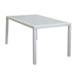 thumbnail of Tavolo rettangolare 150x90 cm da esterno giardino con struttura in acciaio rivestito in wicker e piano in vetro opaco 5 mm Portorico -  White