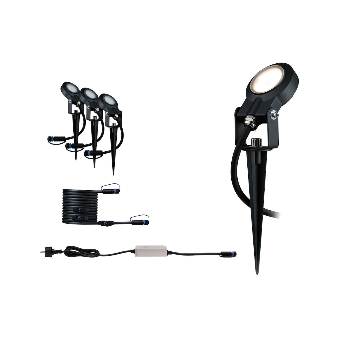 Paulmann Plug & Shine LED Gartenstrahler Sting Basisset  IP67 3000K 3x6,4W  75VA Anthrazit 93696