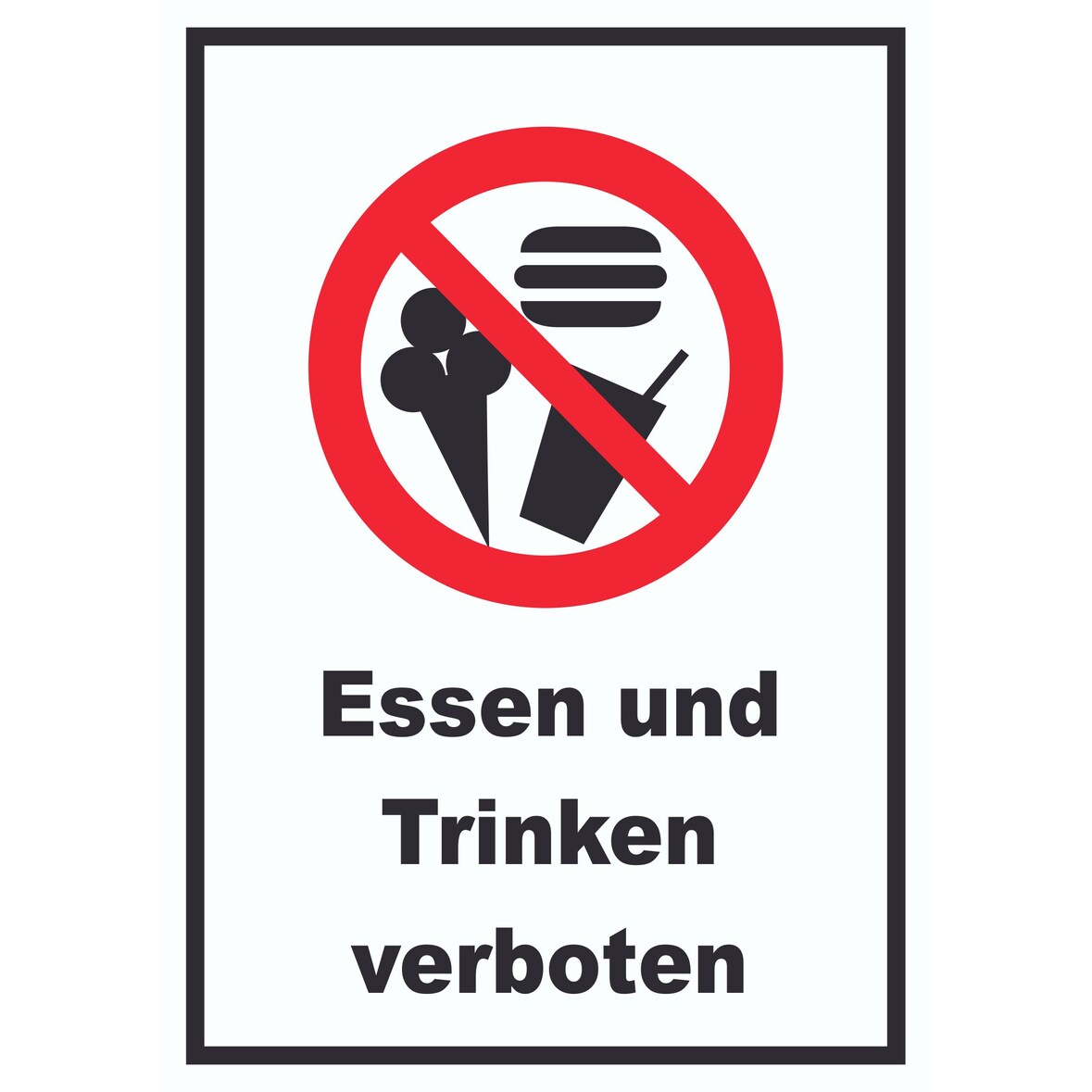 Essen und Trinken verboten Schild A0 Rückseite selbstklebend