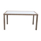 thumbnail of Tavolo rettangolare 150x90 cm da esterno giardino con struttura in acciaio rivestito in wicker e piano in vetro opaco 5 mm Portorico -  White