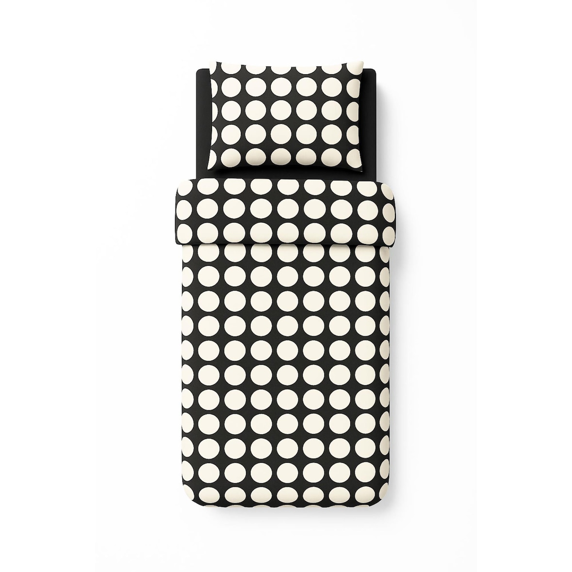 Benetton - 3-teiliges Einzelbett-Set (Bettbezug 155 x 200 cm, Spannbettlaken 90 x 200 cm und Kissenbezug 50 x 80 cm) 100 % schwarze Baumwolle