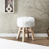 thumbnail of Pluche Krukje – ø 28 x 40 cm – Houten Kruk Wit Kunstbont – Wit