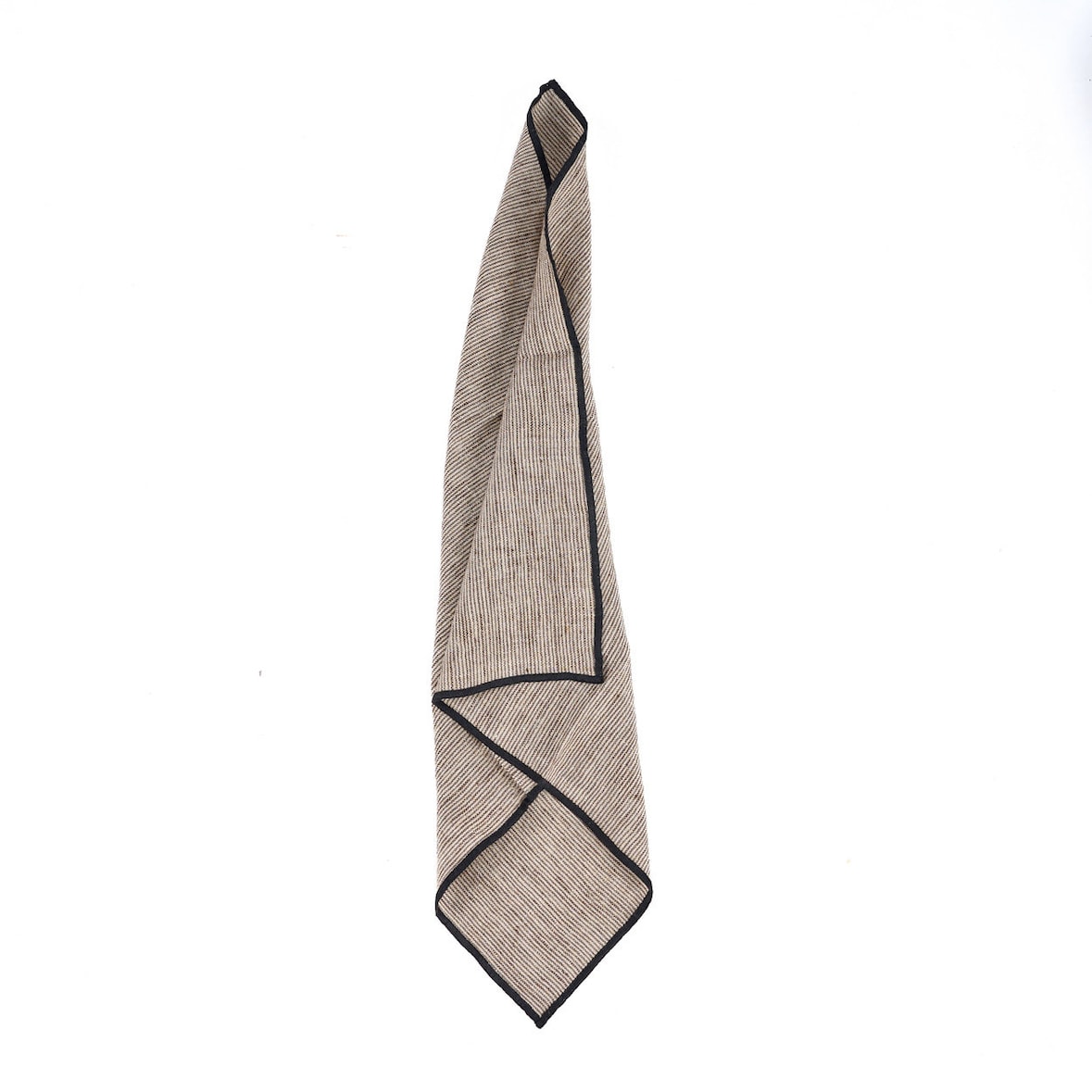 Bazar Bizar Servet van linnen 45x45 cm beige melange met zwarte rand