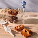 thumbnail of San Ignacio - Conjunto de potes de vidro borossilicato de 400ml e 500ml com tampas de madeira de acácia