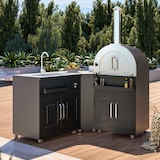 thumbnail of Cucina da esterno in metallo con 3 moduli, lavello e forno per pizza Oviala