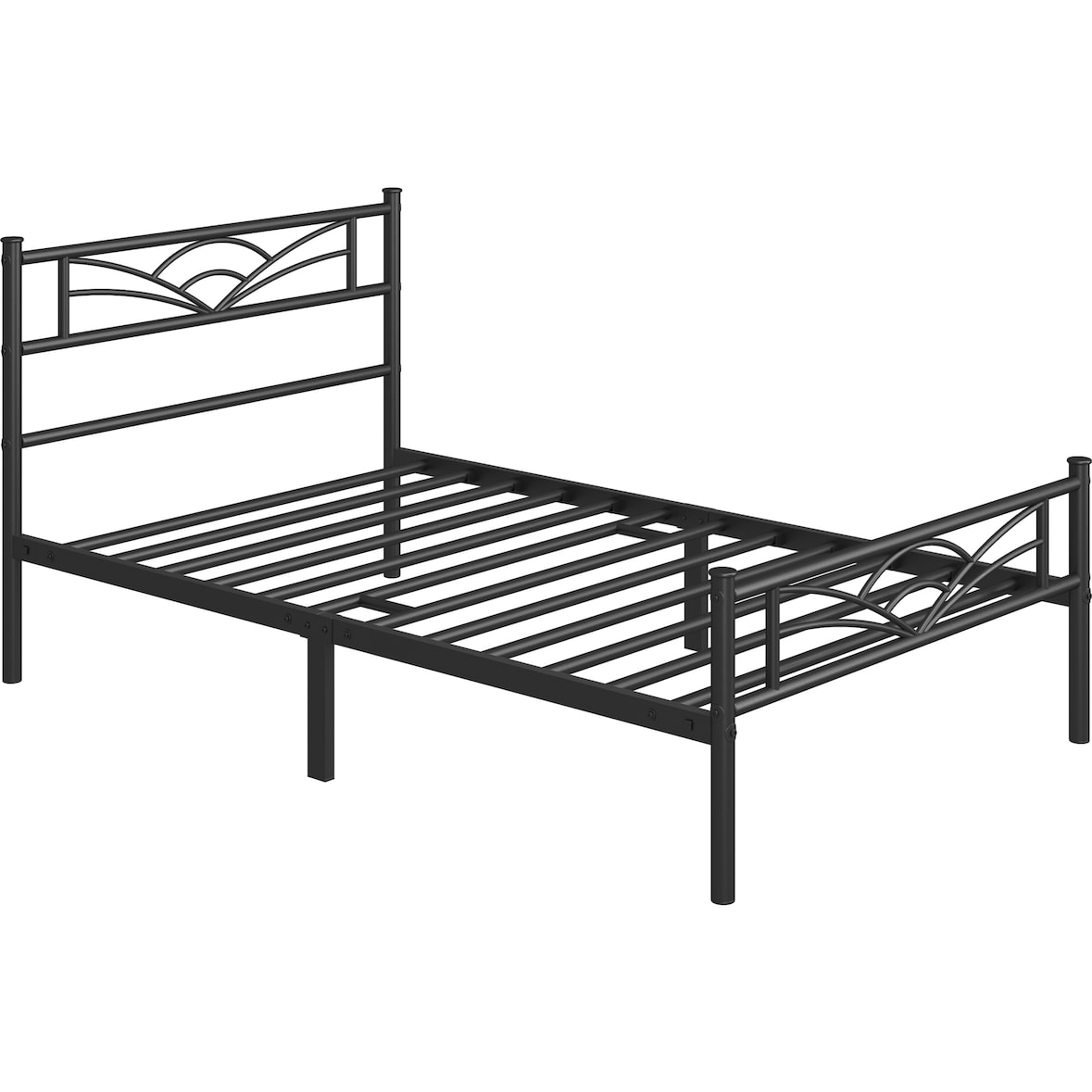 Yaheetech Bettrahmen Metallbett Gästebett Bettgestell aus Metall, Modern Jugendbett mit Lattenrost, für Schlafzimmer Gästezimmer 90 x 200 cm/Schwarz