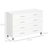 thumbnail of HOMCOM cómoda con 4 cajones cómoda de dormitorio de madera con patas cómoda de noche moderno para salón oficina entrada 112x38,2x81 cm blanco