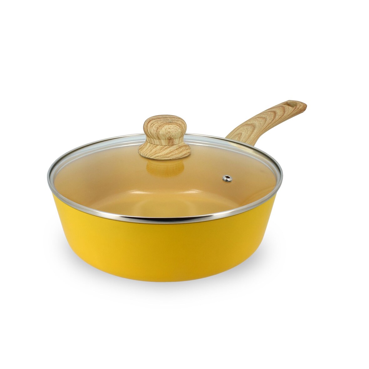 Menastyl - Sauteuse 24cm colorama safran - en aluminium - revêtement antiadhésif en céramique