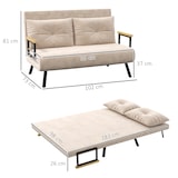 thumbnail of HOMCOM sofá cama convertible 3 en 1 sillón cama de 2 plazas plegable con respaldo ajustable de 5 niveles y 2 almohadas acolchadas 102x73x81 cm