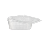 thumbnail of 250 Feinkost Verpackungsbecher 200ml/200ccm  klar rechteckig PP recycelbar mit Deckel im Kombipack