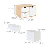 thumbnail of Relaxdays Schubladenbox, Bambus & MDF, 3 geriffelte Schubladen, HBT: 15 x 25 x 20 cm, Schreibtisch Organizer, weiß/natur