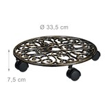 thumbnail of Relaxdays Pflanzenroller Gusseisen Ø33,5cm, Metall, 4 Rollen, Blumenroller, antikes Design, stabil, wetterfest, bronze