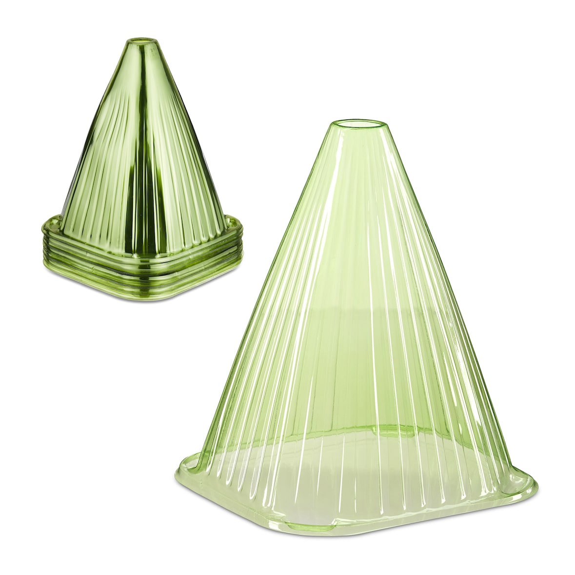 Relaxdays Pflanzenhut, 32er Set, Schneckenschutz, Frostschutz, HxBxT: 22 x 19 x 19 cm, Pflanzenschutzhauben PVC, grün