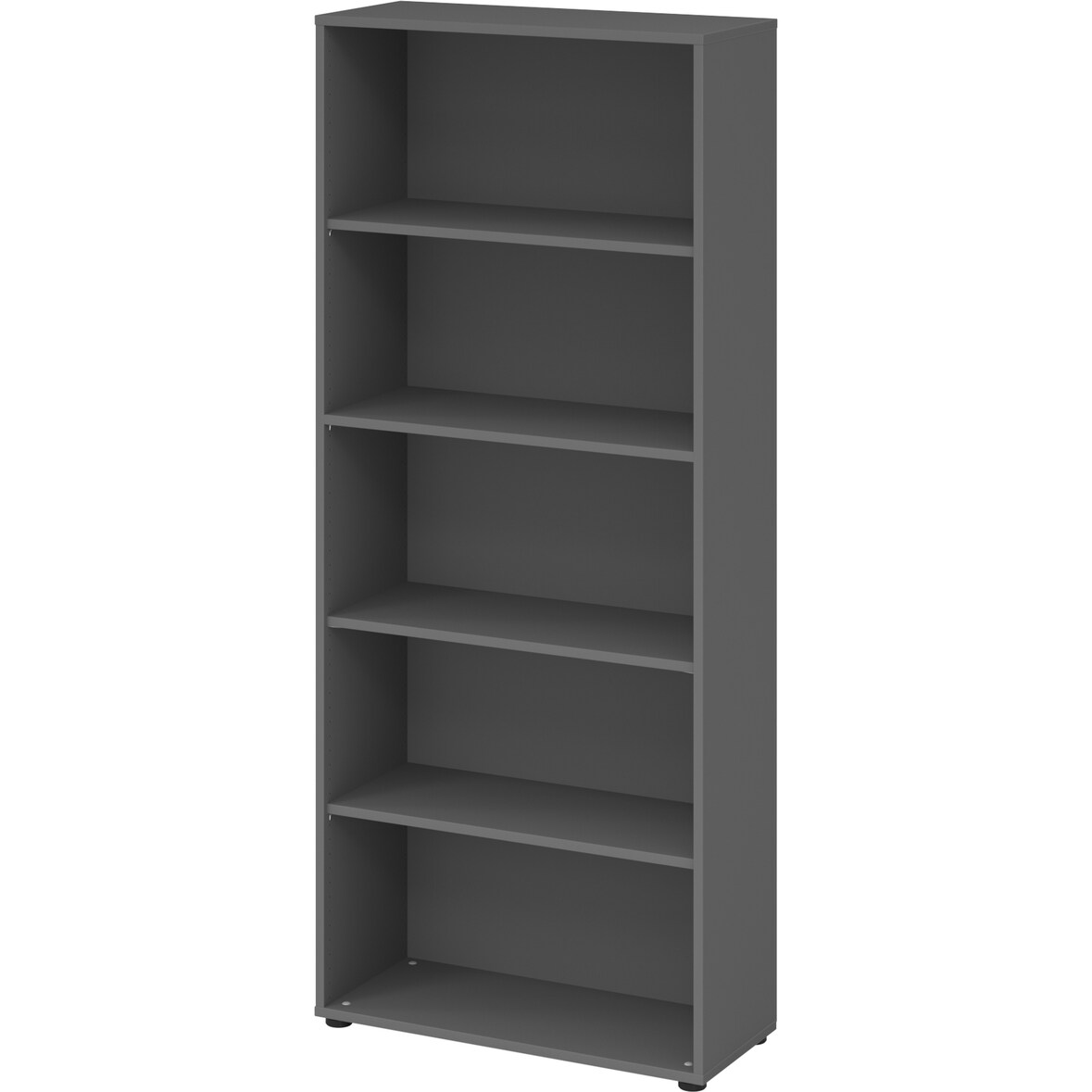 bümö Regal graphit, Standregal aus Holz für 5 Ordnerhöhen - Bücherregal 80 cm breit, Aktenregal für Ordner & Bücher, Büroregal, Holzregal,