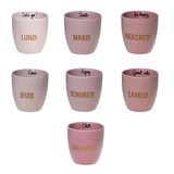 thumbnail of Coffret de 7 tasses Week 7 cm -  13.00 cl Rose Rectangulaire Porcelaine Table Passion 7.00x7.00 cm