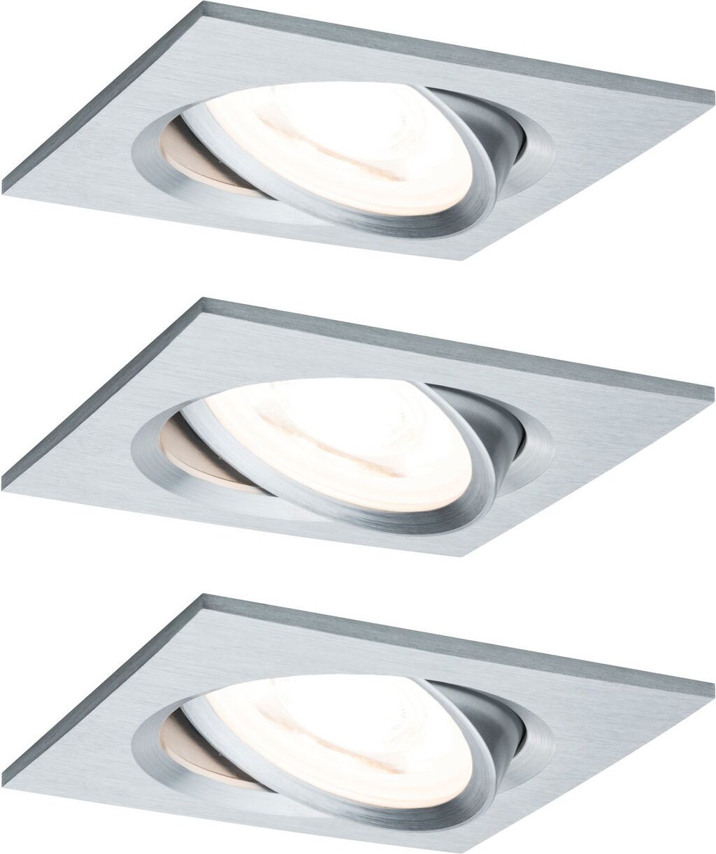 Paulmann LED Einbauleuchte 3-Step-Dim Nova Coin 3-Step-Dim Basisset schwenkbar  eckig 84x84mm 50° Coin 3x6W 3x470lm 230V dimmbar 2700K Alu gedreht