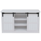 thumbnail of Sideboard HWC-K75, Highboard Regal Schrank Schiebetüre 7 Fächer Holz-Optik Industrial Metall 84x150x40cm ~ weiß