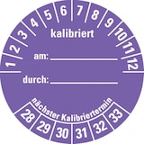 thumbnail of Dreifke® Prüfplakette kalibriert 28-33, violett, Dokumentenfolie, selbstkl., Ø 40mm, 10 Stk.