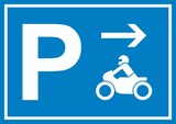 thumbnail of Motorrad Bike Parkplatz Schild mit Richtungspfeil rechts waagerecht A3 Rückseite selbstklebend