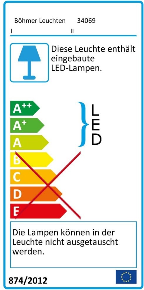 Diese Leuchte enthält eingebaute LED-Lampen, die nicht ausgetauscht werden können.