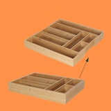 thumbnail of Relaxdays Besteckkasten ausziehbar, Bambus, HBT 6,5 x 33–49,5 x 47,5 cm, 6–8 Fächer, Besteckeinsatz für Schublade, natur