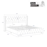 thumbnail of Luxuriöses Samt-Polsterbett 180x200 mit Knopf-Tufting, Nietenverzierungen und verstärkten Bettbeinen Elegantes Design für maximalen Komfort Grau