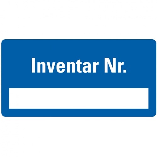 Aufkleber I Inventaretikett Inventar-Nr., blau, Dokumentenfolie, Spezialkleber, 40x20mm, 16/Bogen