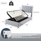 thumbnail of Polsterbett 90x200 cm mit hydraulischem Stauraum und verstellbarem Kopfteil – elegantes Design in Grau, ideal für kleine Räume