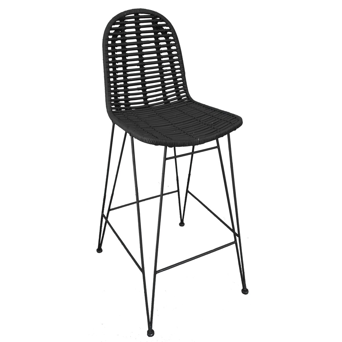 SIT Möbel Barhocker | Sitzschale Rattan schwarz | Gestell Metall antikschwarz | B 49 x T 60 x H 110 cm | 05328-11 | Serie RATTAN