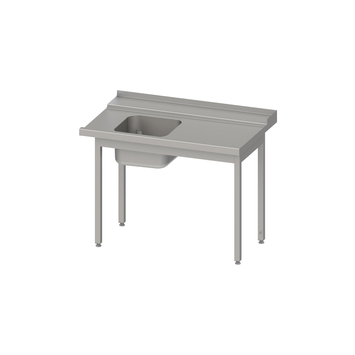 Stalgast Edelstahl Zulauftisch, Korbführung mit Gefälle, ohne Grundboden, ein Becken 1300x750x880 mm, Anbauseite rechts, verschweißt