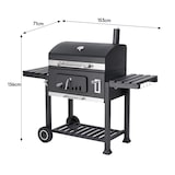 thumbnail of Tarrington House Houtskoolbarbecue Memphis XL, staal, 153 x 71 x 136 cm, met opklapbare zijtafels, deksel met thermometer, 2 wielen, zwart