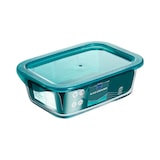 thumbnail of METRO Professional Recipiente de cristal, 190 mm, 82 cl, rectangular, con tapa de plástico, turquesa