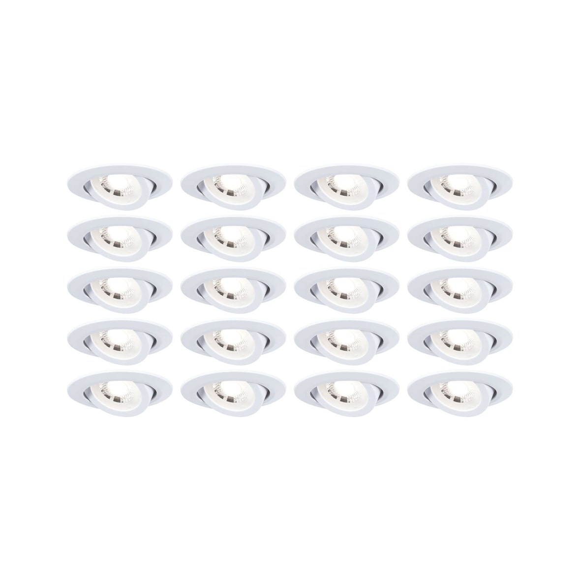 Paulmann LED Einbauleuchte 20er-Pack schwenkbar  rund 82mm 70°  20x4,8W 20x450lm 230V  3000K Weiß 99997
