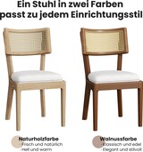 thumbnail of Esszimmerstuhl Set 6er Massivholz Rattan Rückenlehne Leinen Sitzkissen Nussbaum 88x58x50 cm modern stabil und atmungsaktiv