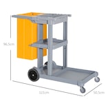 thumbnail of Carro de Limpieza con Bolsa 100L Profesional y Multifuncional para Colectividades Hotel Hostal con 3 Bandejas y 1 Plataforma 121x50,5x96,5 cm