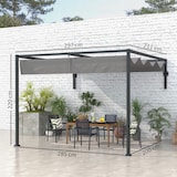 thumbnail of Outsunny pérgola de pared 297x211x220 cm cenador de jardín con techo retráctil y marco de acero refugio para patio terraza exterior gris oscuro