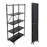 thumbnail of WellHome - Estantería de Almacenaje PLEGABLE de 5 Estantes con Ruedas en color Negro - 71×34×160 cm